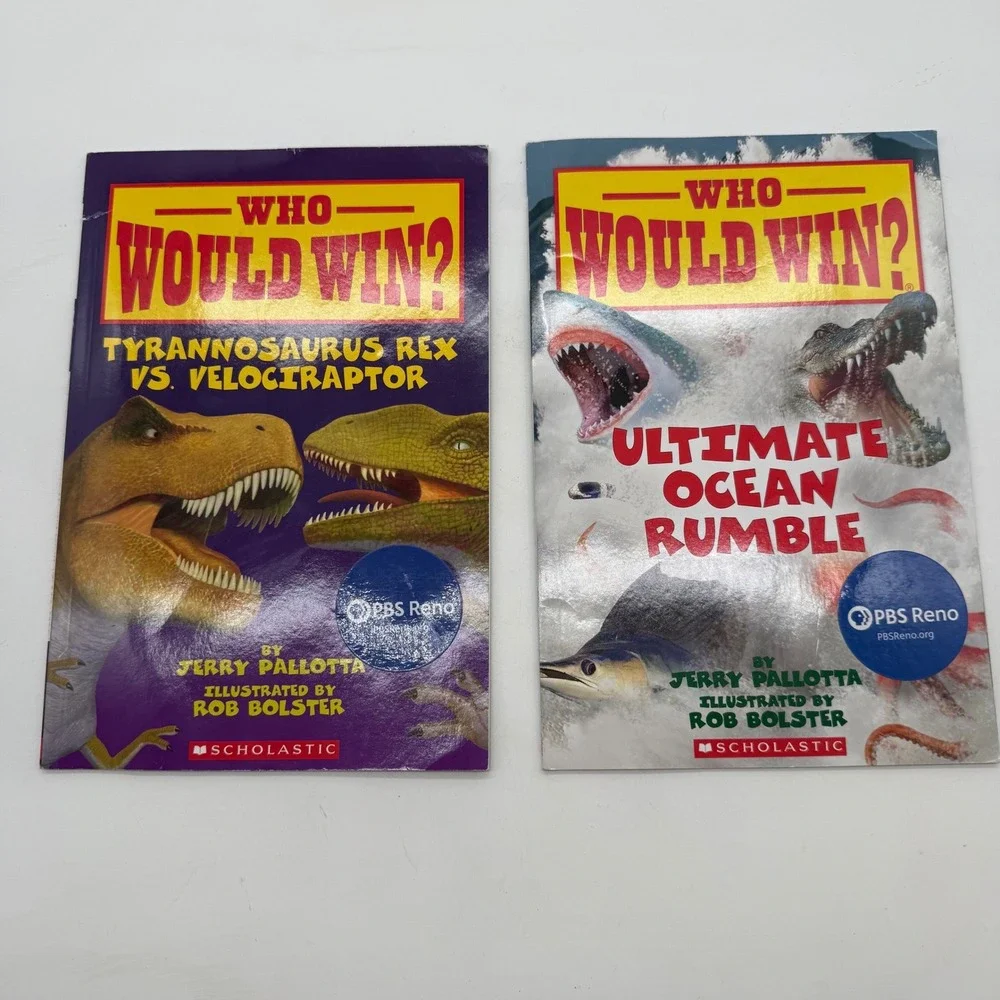 Scholastic Who Would Win‎ Dinosaur Ocean Kids Books Lot of 2 PBS 8-11 yrs